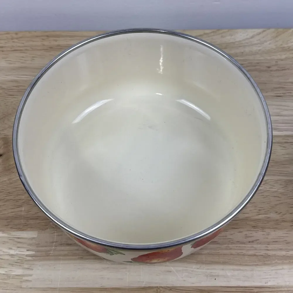 Vintage Kobe Bowls JCPenney Enamelware Strawberry Nesting Bowls Set of 2